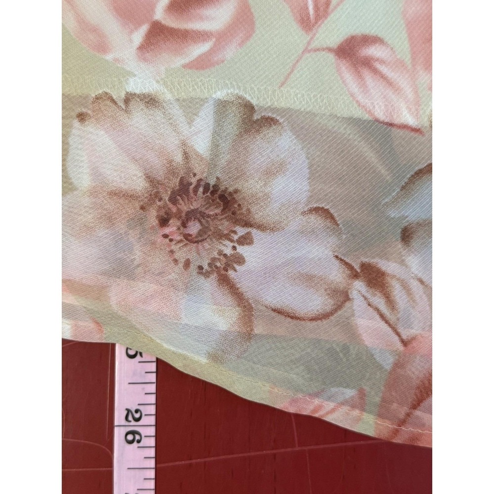 Floral Cottagecore Chiffon A-Line Skirt Size XL Pink Tan Romantic Fairy Feminine - Picture 6 of 7